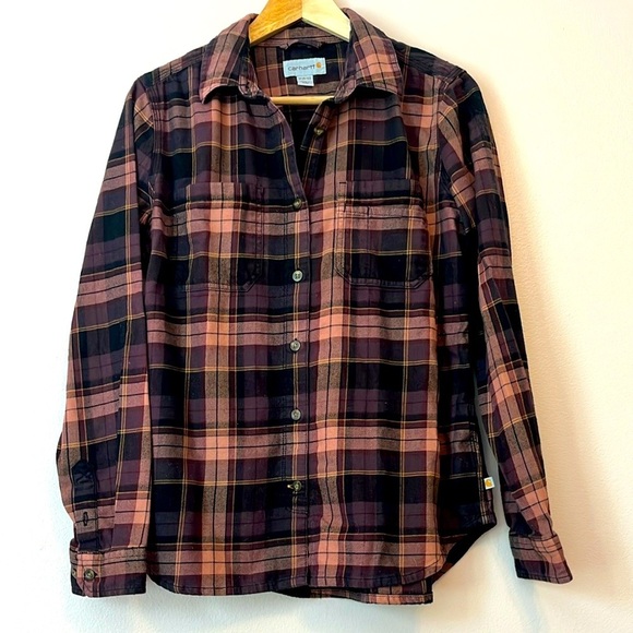 Carhartt Tops - Carhartt Women's Rugged Flex Hamilton Shirt Plaid Flannel Button Up Port Medium
